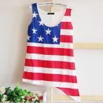 [grhmf26000131]Retro American Flag Printed Vest T-shir-white