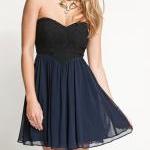 [grhmf2600032]Sweetheart Lace Bra Chest Wrapped Chiffon Dress