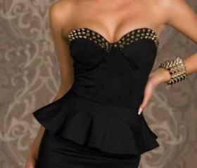 [grhmf2600079]Cool Rivet Dress &Bar(size-small)