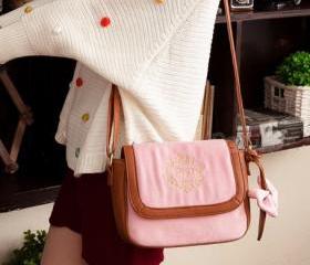 Bow love stuffed plush embroidered messenger bag