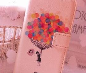 Up Balloon Synthetic Leather Case Flip Wallet for Iphone 5