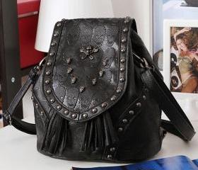 Punk Style Skull Rivet Handbag Backpack Shoulder Bag 