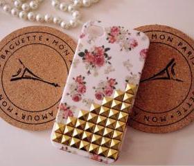  Floral Punk Rivets Cover For Iphone 4/4s