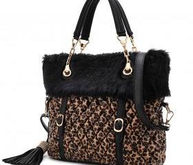 New Style Leopard Diamond Tassel Shoulder Bag Handbags