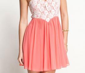[grhmf2600018]Nice Pink Lace Bra Chest Wrapped Dress